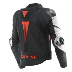 Dainese Super Speed 4 Performance Leather Jacket -Motorcycle Riding Clothing super speed 4 leather jacket perf black matt white fluo red