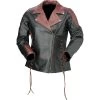 Z1R Womens Combiner Leather Jacket -Motorcycle Riding Clothing womens combiner leather jacket black red 2813 1009