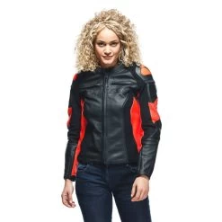 Dainese Womens Racing 4 Leather Jacket -Motorcycle Riding Clothing womens racing 4 leather jacket black hi viz red 2533848 628 38 2