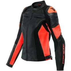 Dainese Womens Racing 4 Leather Jacket -Motorcycle Riding Clothing womens racing 4 leather jacket black hi viz red 2533848 628 38
