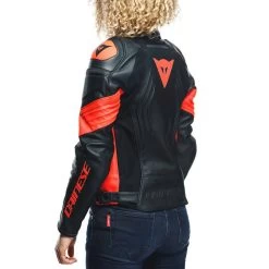 Dainese Womens Racing 4 Leather Jacket -Motorcycle Riding Clothing womens racing 4 leather jacket black hi viz red 2533848 628 38 3