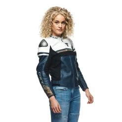 Dainese Womens Rapida Leather Jacket -Motorcycle Riding Clothing womens rapida leather jacket black iris white platinum 2533874 49g 38 2